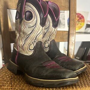 Durango Black and Pink Western Heeled Boots